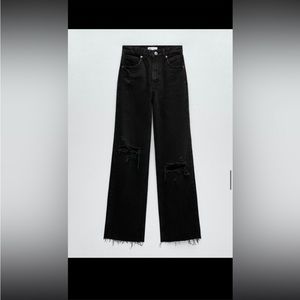 Zara Wide Leg Full Length Black Jeans